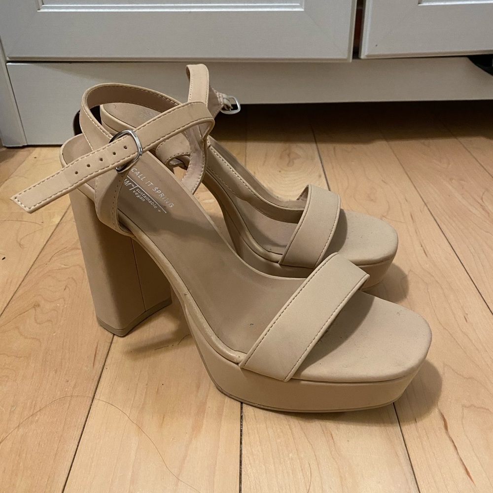 Call it Spring Nude Platform Heels